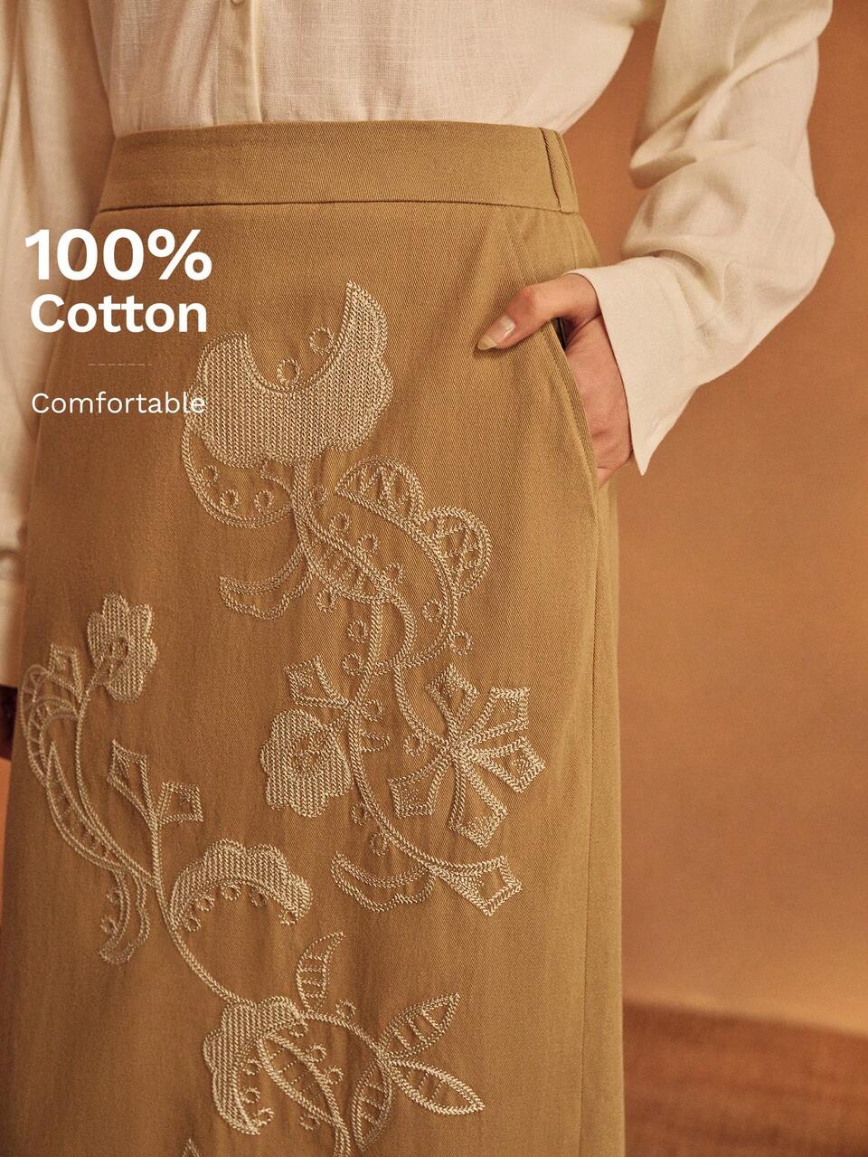 WOMEN'S EMBROIDERED VACATION SKIRT SUMMER BOHO ELEGANT WHITE