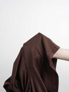 GalTyme Jumpsuit Tanpa Lengan Warna Polos dengan Kantong untuk Wanita Ukuran Besar, Pakaian Satu Potong, Kuning - Coffee Brown - View 8