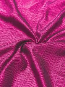 NU&NOW Vestido de columpio con cuello de atar de unicolor para mujer de talla grande, elegante para citas y fiestas - Rosa Fucsia - Ver 4