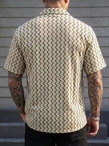 Manfinity CasualCool 男士条纹印花夏季休闲短袖针织Polo衫 - 彩色 - 查看 2