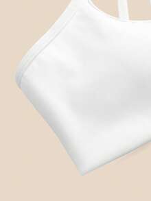 Cheerettes Áo ngực thể thao thường ngày màu trơn dành cho nữ - trắng - Xem 5