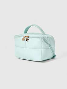ROMWE Kawaii Mint Green High-Quality Water-Resistant Cosmetic Bag, Portable Large Capacity Handheld Makeup Organizer, Travel & Commute, Cute Gift - Mint Green - View 5