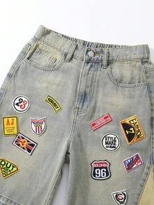 ROMWE MEN Street Life Celana Pendek Denim Kasual Saku Tempel untuk Remaja Laki-Laki - Perunggu - View 7