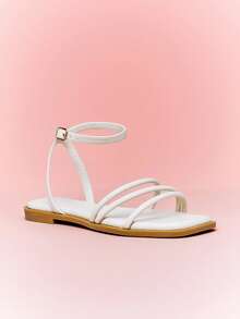 Mini mi Children's Casual Flat Sandals With Buckle Design, For Daily Wear - White - View 6