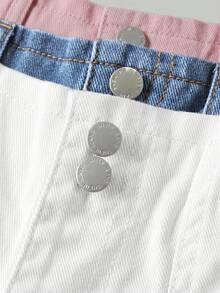 SHEIN 3件套女童海军蓝、中蓝、浅蓝宽松牛仔裤 - 彩色 - 查看 4