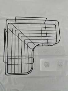 1pc Iron Bathroom Storage Rack, Hole-Free Wall Mounted Organizer Shelf, Bathroom Accessories, Household Essential, Bathroom Supplies, Gift For Women, Gift For Family - Black - View 9