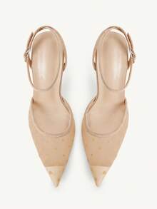 CUCCOO CHICEST Scarpe da donna con punta a spillo, color albicocca, in pizzo e rete, con cinturino alla caviglia. Scarpe da donna semplici, dal temperamento elegante e sexy, adatte per feste e banchetti, con tacco alto. - Taoxin albicocca netta 8 # - Visualizzare 2