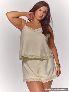 MUSERA Plus Size Lace Trim Textured Cami Top Only Spring Summer Vacation Holiday Casual Elegant Everyday Cute Party White - Yellow - View 2