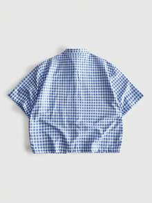 ROMWE MEN Men's Plaid Starfish Print Short Sleeve Casual Shirt - Multicolor - View 2