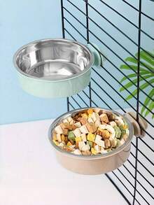 PETSIN 悬挂式狗碗，可拆卸不锈钢狗粮碗，水碗，二合一可折叠喂食器，适用于宠物笼，宠物用品 - 默認 - 查看 13