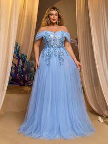 Glamrae Women Plus Formal & Evening Dresses - Blue - View 3