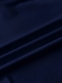 SHEIN Camiseta de punto ajustada y acortada con estampado de caballo encogido, bloque de color colegial retro, para niña preadolescente de moda casual y cómoda - Azul - Ver 5