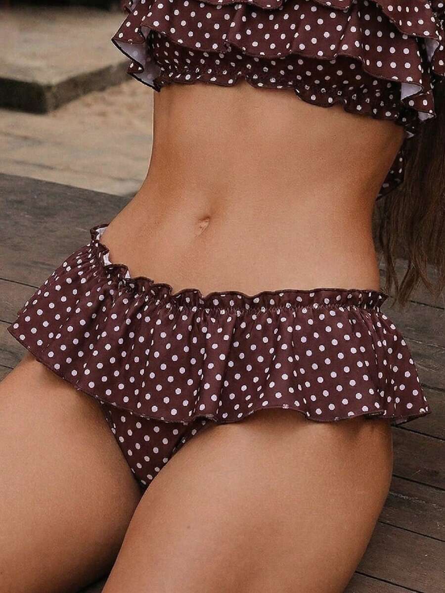 Swim Vcay New White Print Low Waist Ruffle Skirt Bikini Bottoms, Casual Sexy Beach Golf Swimwear For Women Summer - Multicolor - View 1