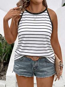 EMERY ROSE Plus Size Colorblock Striped Sleeveless Camisole - Multicolor - View 1