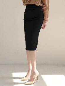 DAZY Women's High Waisted Bodycon Skirt,Pencil Skirt - Black - View 5