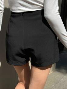 DAZY High Waist Wide Leg Shorts - Black - View 2