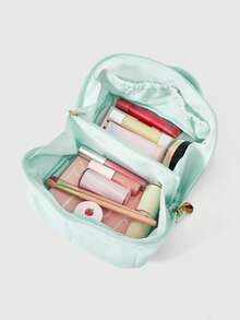 ROMWE Kawaii Mint Green High-Quality Water-Resistant Cosmetic Bag, Portable Large Capacity Handheld Makeup Organizer, Travel & Commute, Cute Gift - Mint Green - View 2