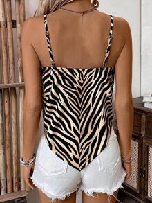 SHEIN Holidaya Zebra Print Digital Pattern Minimalist Camisole, Gift For Friends - Multicolor - View 2