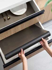 Non-Adhesive Shelf Liner Roll, Transparent Black EVA Non-Slip Mat For Drawers, Cabinets, Refrigerator, Waterproof Easy To Cut Shelf Protector - Black - View 7