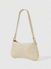 ROMWE Fairycore 1pc Summer Beach Starfish Series Shell & Seashell Woven Shoulder Hand Carry Bag, Beach Bag, Straw Handbag For Women (Charm Color & Style Randomly) , Summer - J - View 5