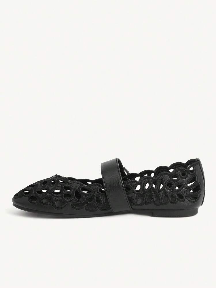 CUCCOO CHICEST Women's Hollow Embroidery, Buckle, Comfortable Flat Shoes