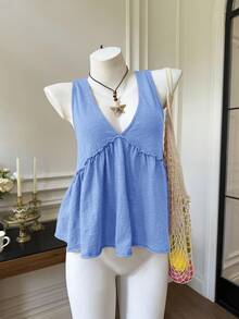 Comfortcana Vestito a trapezio vintage in stile bohémien, con lavaggio, in patchwork, di colore blu - Blu - Visualizzare 5