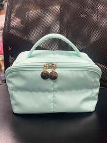 ROMWE Kawaii Mint Green High-Quality Water-Resistant Cosmetic Bag, Portable Large Capacity Handheld Makeup Organizer, Travel & Commute, Cute Gift - Mint Green - View 6