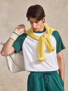 Courvante Men Colorblock Raglan Sleeve Tee For Your Tennis Boyfriend - White - View 4