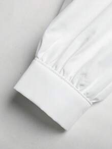 SHEIN Tween女孩白色梭織純色長袖襯衫，休閒返校穿搭 - 白色 - 查看 7