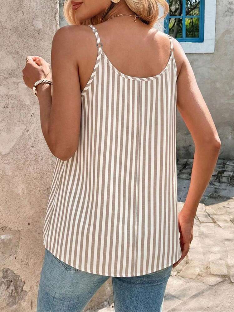 Plus Size Women Casual Elegant Striped Camisole Suitable For Summer