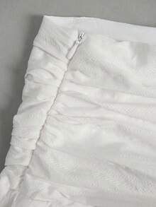 Elamini Chân váy ngắn xếp ly thanh lịch bằng cotton dành cho nữ, kiểu dáng nghỉ mát mùa hè, màu trắng. - trắng - Xem 4