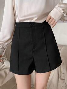 DAZY Solid Wide Leg Shorts - Black - View 3
