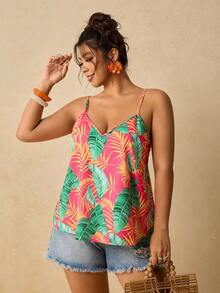 Travachic Plus Size Tropical Print Camisole - Multicolor - View 7