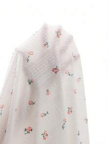 Elorette Gaun Maxi Bertali Tipis Motif Bunga Kecil dengan Hiasan Renda dan Potongan di Bagian Belakang, Gaun Tidur yang Lembut & Nyaman - Putih - View 9