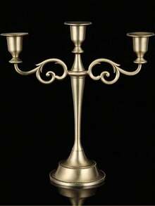 Zazumi 1Pc Alloy Candlestick 5 Arms/3 Arms, Wedding Decor Event Candle Holder, Table Ornament, Home Decor, Room Decor, For New Year, Christmas Table Decor, Wedding Decor, New Building Celebration, Office Study Supplies, Home Dining, Party - multicolor - View 3