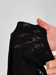BamGleam Bộ jumpsuit nữ gợi cảm, khoét eo, xuyên thấu, ôm sát cơ thể, có áo quây. - màu đen - Xem 8