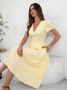 Women Midi Dresses - 鵝黃 - 查看 3