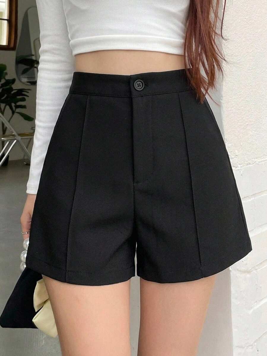 DAZY Solid Wide Leg Shorts - Black - View 1