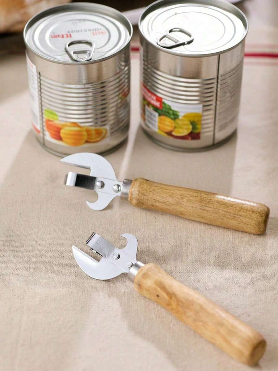 Zazumi 1pc Wooden Handle Can Opener, Random Wood Handle Design - View 1