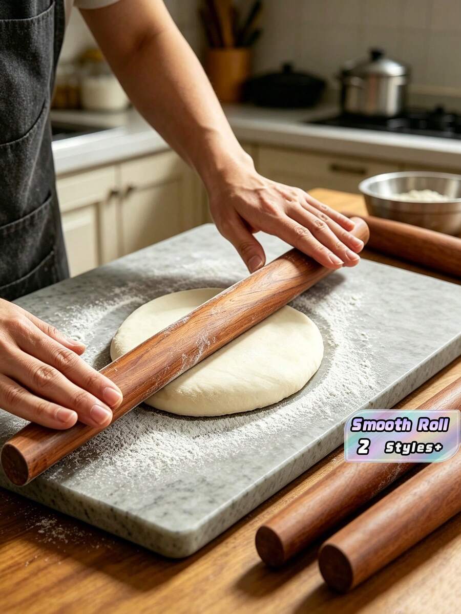1pc Wooden Rolling Pin, Assorted Size Rolling Pin For Dough, Pasta, Pie Crust - Multicolor - View 1