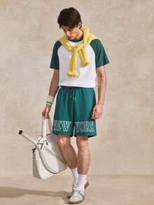 Courvante Men Colorblock Raglan Sleeve Tee For Your Tennis Boyfriend - White - View 8
