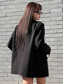DAZY Casual Versatile Solid Color Blazer - Black - View 7