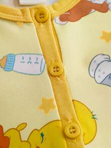 LOONEY TUNES X SHEIN Baby Girl Cartoon Print Casual Everyday Romper - Yellow - View 6