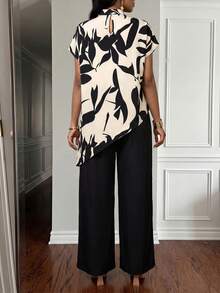 SHEIN Lady Bộ đồ hai mảnh bốn mùa dành cho nữ, bộ đồ hai mảnh mùa thu, bộ đồ hai mảnh thanh lịch thường ngày, bộ đồ hai mảnh màu trắng dệt kim cổ đứng sang trọng nhiều lớp dành cho nữ mùa thu, bộ đồ hai mảnh mới dành cho nữ, bộ đồ hai mảnh thường ngày dành cho nữ. - trắng - Xem 2