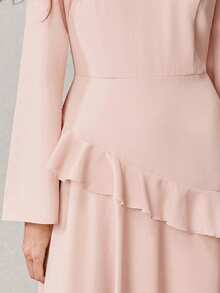 ZEYLAH Đầm tay chuông ôm eo xòe rộng, mùa xuân - Màu Hồng baby - Xem 7