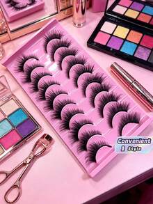 10pairs/Set Soft Fluffy Curly Cat Eye 3D Faux Mink Eyelashes, Handmade Natural False Eyelashes For Makeup, Thick Style Strip Lashes, Lashes, Eyelashes, Fake Lashes - Cat Eye Lashes - View 1
