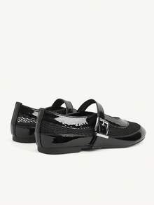 CUCCOO GRLICON Women's Hollow Embroidery, Buckle, Comfortable Flat Shoes - Black - View 6