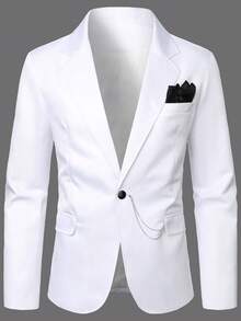 Manfinity Mode Áo khoác vest nam dài tay cổ ve lật thời trang - trắng - Xem 5
