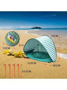 Luxury Portable Beach Tent, Suitable For 4-6 Years Old Children, Equipped With Rapid Open Sunshade Canopy And Water Play Tent, Convenient Storage. - Multicolor - View 10
