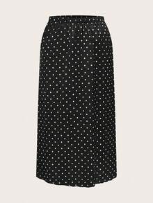 GalTyme Falda de lunares negros y blancos de talla grande - Blanco y Negro - Ver 7
